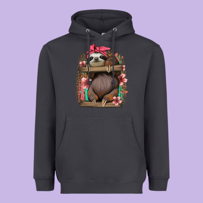Cute Floral Baby Sloth Heavyweight Hoodie Designed By Jasminsmagicworld
