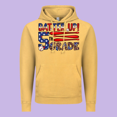 Batter Up 5th Grade Vintage Hoodie Designed By Jahusdesignshop