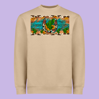 Cactus Sunflower Horseshoe License Plate Heavyweight Sweatshirt Designed By Artiststas