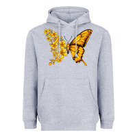 Heather Grey childhood cancer butterfly Heavyweight Hoodie - Jasminsmagicworld