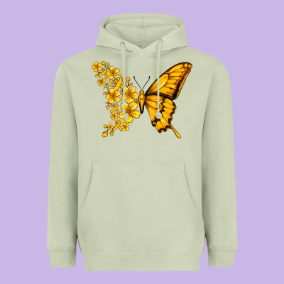 Childhood Cancer Butterfly Heavyweight Hoodie Designed By Jasminsmagicworld