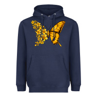 Navy childhood cancer butterfly Heavyweight Hoodie - Jasminsmagicworld