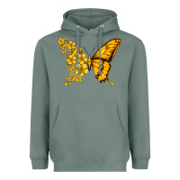 Sage childhood cancer butterfly Heavyweight Hoodie - Jasminsmagicworld