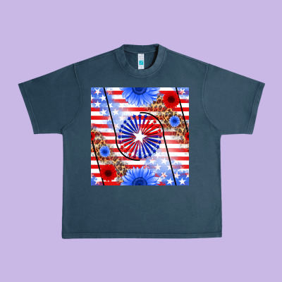 Patriotic Usa Flag And Sunflower Urban Heavy Tee Designed By Bundleandbundleshop