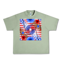 Oil Green patriotic usa flag and sunflower Urban Heavy Tee - BundleAndBundleShop