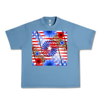 Pebble Blue patriotic usa flag and sunflower Urban Heavy Tee - BundleAndBundleShop