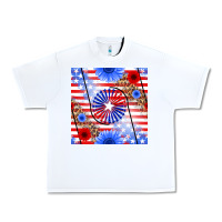 White patriotic usa flag and sunflower Urban Heavy Tee - BundleAndBundleShop