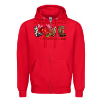 Red let all that you do be done in love i corinthians Zipper Hoodie - NancyCooperArtShop