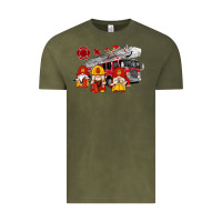 Vintage Olive fire truck gnomes Vintage Tee - Artiststas