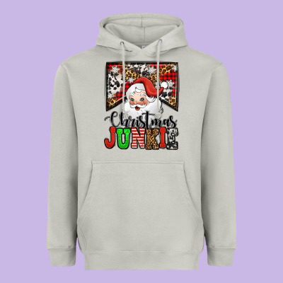 Christmas Junkie Santa Claus Heavyweight Hoodie Designed By Jasminsmagicworld