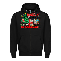 Black rockin around the classroom Zipper Hoodie - MaliasSmallBusiness