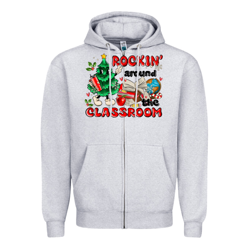 Rockin Around The Classroom Zipper Hoodie by MaliasSmallBusiness | Teevron