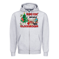 Heather Grey rockin around the classroom Zipper Hoodie - MaliasSmallBusiness