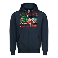 Navy rockin around the classroom Zipper Hoodie - MaliasSmallBusiness