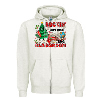 Oatmeal Heather rockin around the classroom Zipper Hoodie - MaliasSmallBusiness
