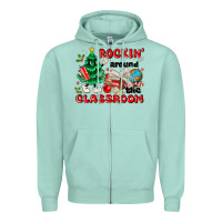 Seafoam rockin around the classroom Zipper Hoodie - MaliasSmallBusiness