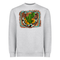 Heather Grey cactus sunflower cowhide horseshoe  background Heavyweight Sweatshirt - Artiststas