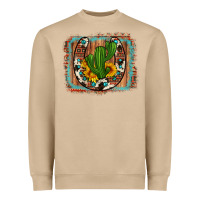 Cactus Sunflower Cowhide Horseshoe  Background Heavyweight Sweatshirt | Teevron