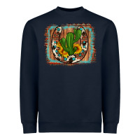 Navy cactus sunflower cowhide horseshoe  background Heavyweight Sweatshirt - Artiststas