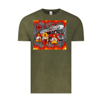 Vintage Olive fire truck gnomes Vintage Tee - Artiststas