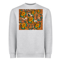 Heather Grey sunflower turquoise leopard cowhide horseshoe Heavyweight Sweatshirt - Artiststas