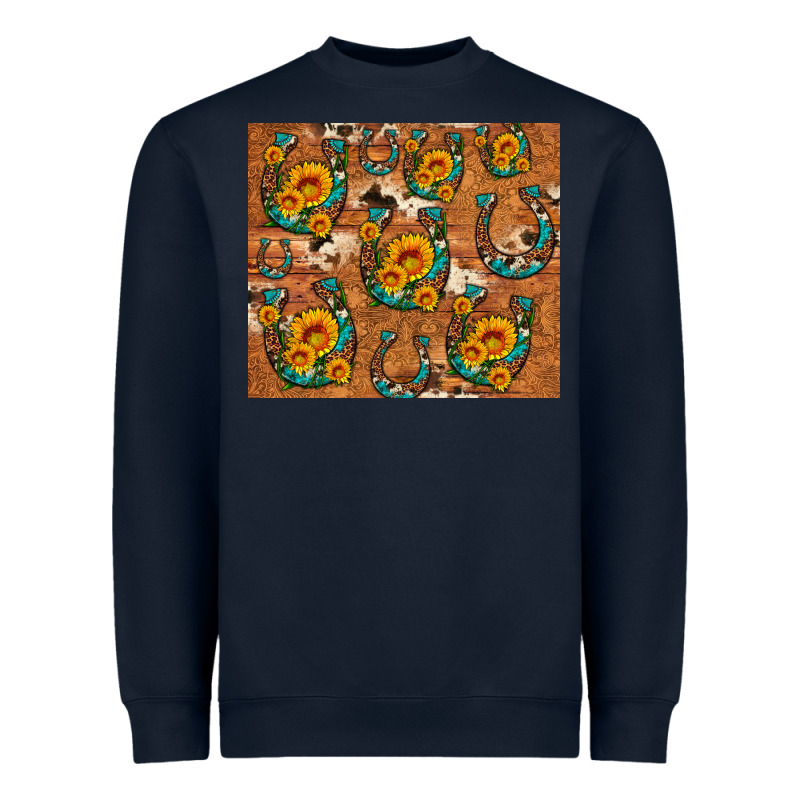 Sunflower Turquoise Leopard Cowhide Horseshoe Heavyweight Sweatshirt by Artiststas | Teevron
