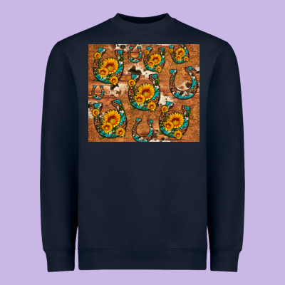 Sunflower Turquoise Leopard Cowhide Horseshoe Heavyweight Sweatshirt Designed By Artiststas