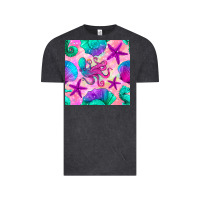 Vintage Black summer beach seamless pattern Vintage Tee - BundleAndBundleShop