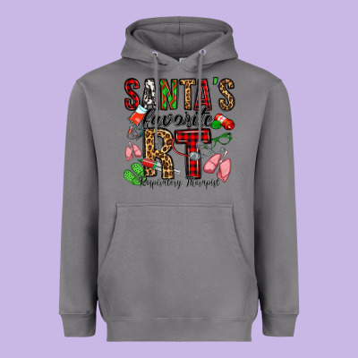 Santa's Favorite Rt Respiratory Therapist Heavyweight Hoodie Designed By Jasminsmagicworld