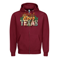 Burgundy love texas Zipper Hoodie - NancyCooperArtShop