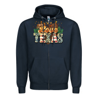 Navy love texas Zipper Hoodie - NancyCooperArtShop