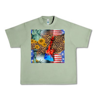 Oil Green statue of liberty american flag Urban Heavy Tee - BundleAndBundleShop