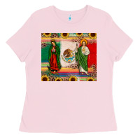 Bubblegum Pink mexico flag our lady of guadalupe san judas sunflower Ladies Tee - JahusDesignShop