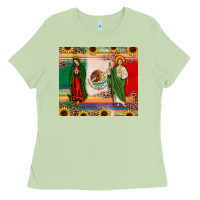 Matcha mexico flag our lady of guadalupe san judas sunflower Ladies Tee - JahusDesignShop