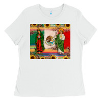 White mexico flag our lady of guadalupe san judas sunflower Ladies Tee - JahusDesignShop