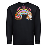 Black Happy Easter Bunny And Egg Basket Rainbow Premium Sweatshirt - RanaPortraitStore