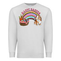 Dove Grey Happy Easter Bunny And Egg Basket Rainbow Premium Sweatshirt - RanaPortraitStore