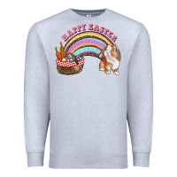 Heather Grey Happy Easter Bunny And Egg Basket Rainbow Premium Sweatshirt - RanaPortraitStore