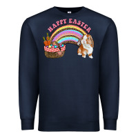 Navy Happy Easter Bunny And Egg Basket Rainbow Premium Sweatshirt - RanaPortraitStore