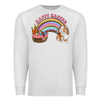 Oatmeal Heather Happy Easter Bunny And Egg Basket Rainbow Premium Sweatshirt - RanaPortraitStore