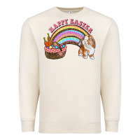 Sandshell Happy Easter Bunny And Egg Basket Rainbow Premium Sweatshirt - RanaPortraitStore