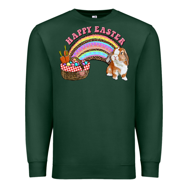 Happy Easter Bunny And Egg Basket Rainbow Premium Sweatshirt by RanaPortraitStore | Teevron
