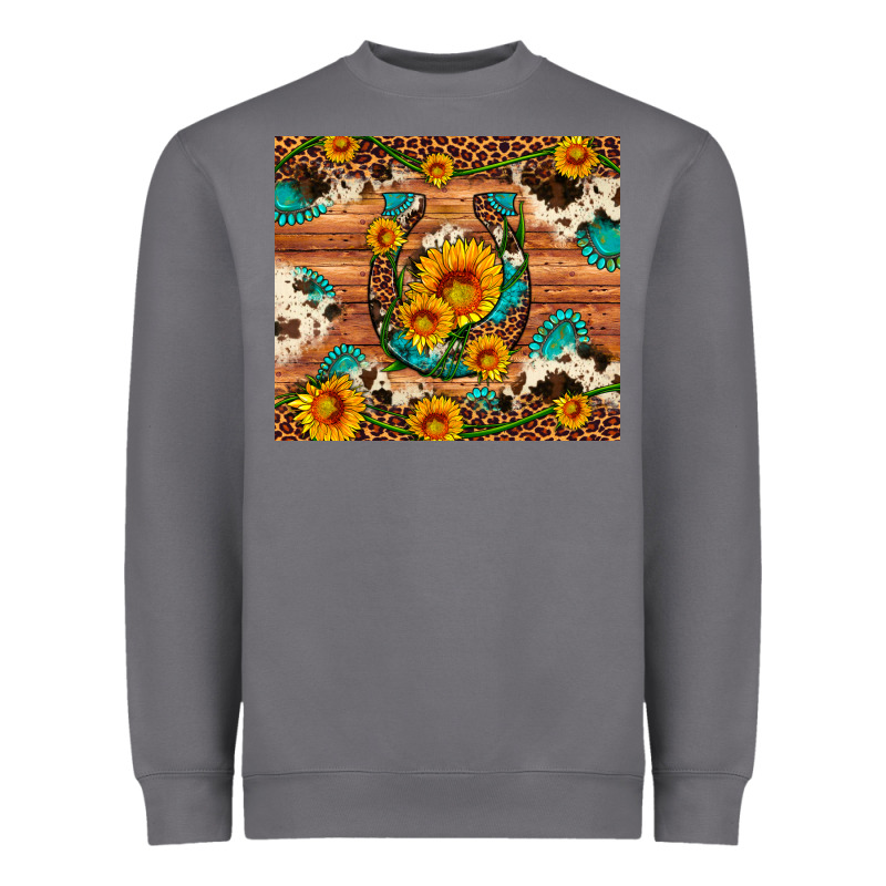 Sunflower Gemstone Leopard Cowhide Horseshoe Heavyweight Sweatshirt by Artiststas | Teevron