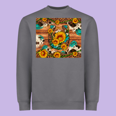 Sunflower Gemstone Leopard Cowhide Horseshoe Heavyweight Sweatshirt Designed By Artiststas