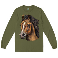 Army Green quarter horse portrait Long Sleeve Tee - LillyAllenDesigns