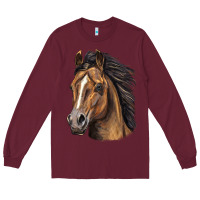 Burgundy quarter horse portrait Long Sleeve Tee - LillyAllenDesigns