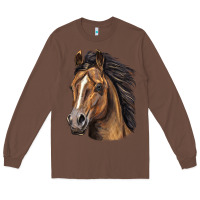 Chestnut quarter horse portrait Long Sleeve Tee - LillyAllenDesigns