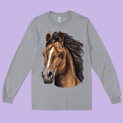 Quarter Horse Portrait Long Sleeve Tee Designed By Lillyallendesigns