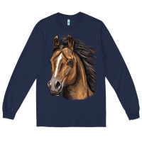 Navy quarter horse portrait Long Sleeve Tee - LillyAllenDesigns