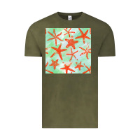 Vintage Olive starfish seamless pattern Vintage Tee - BundleAndBundleShop